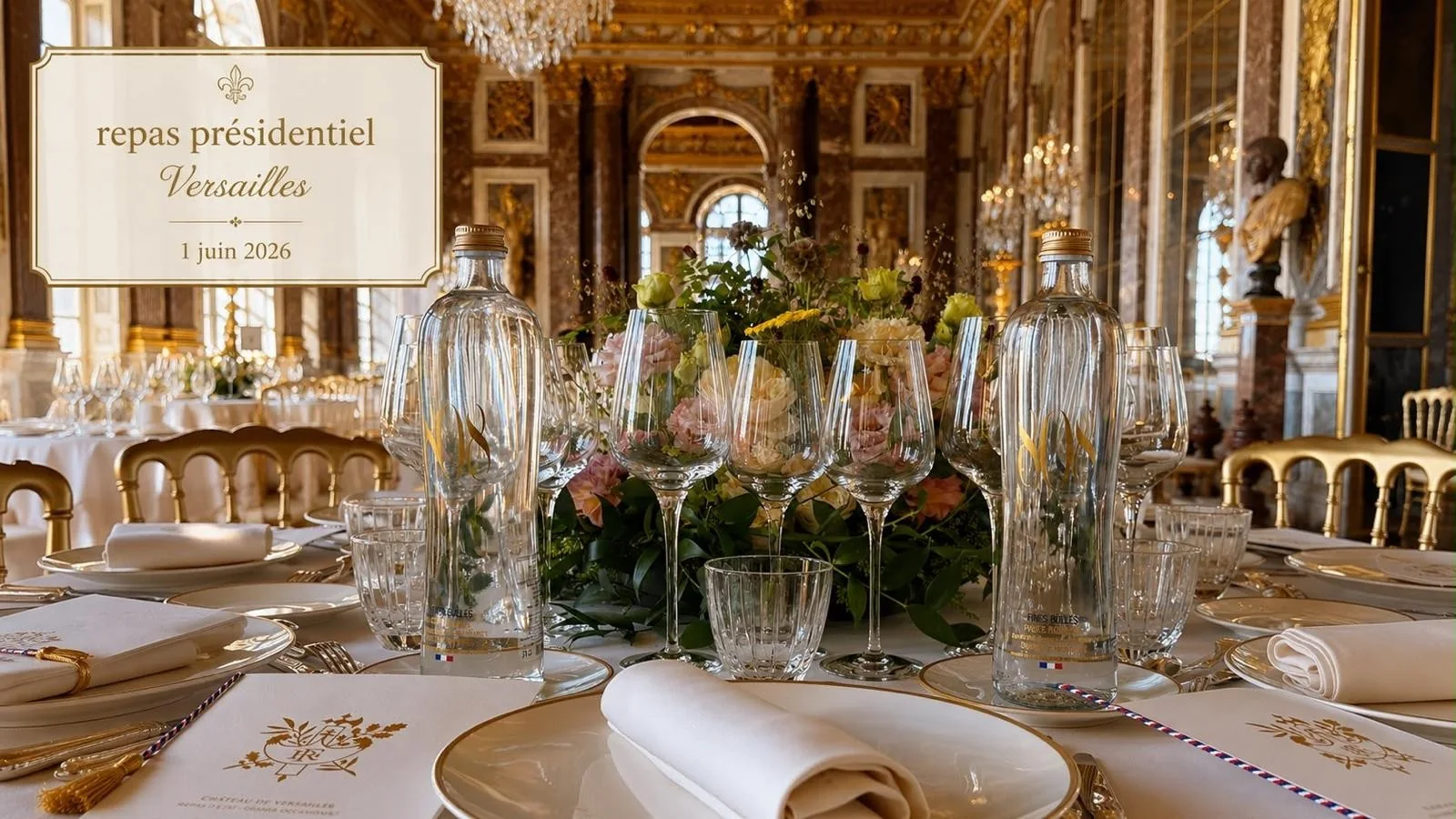 L’eau 808 sur une table dressée au château de Versailles